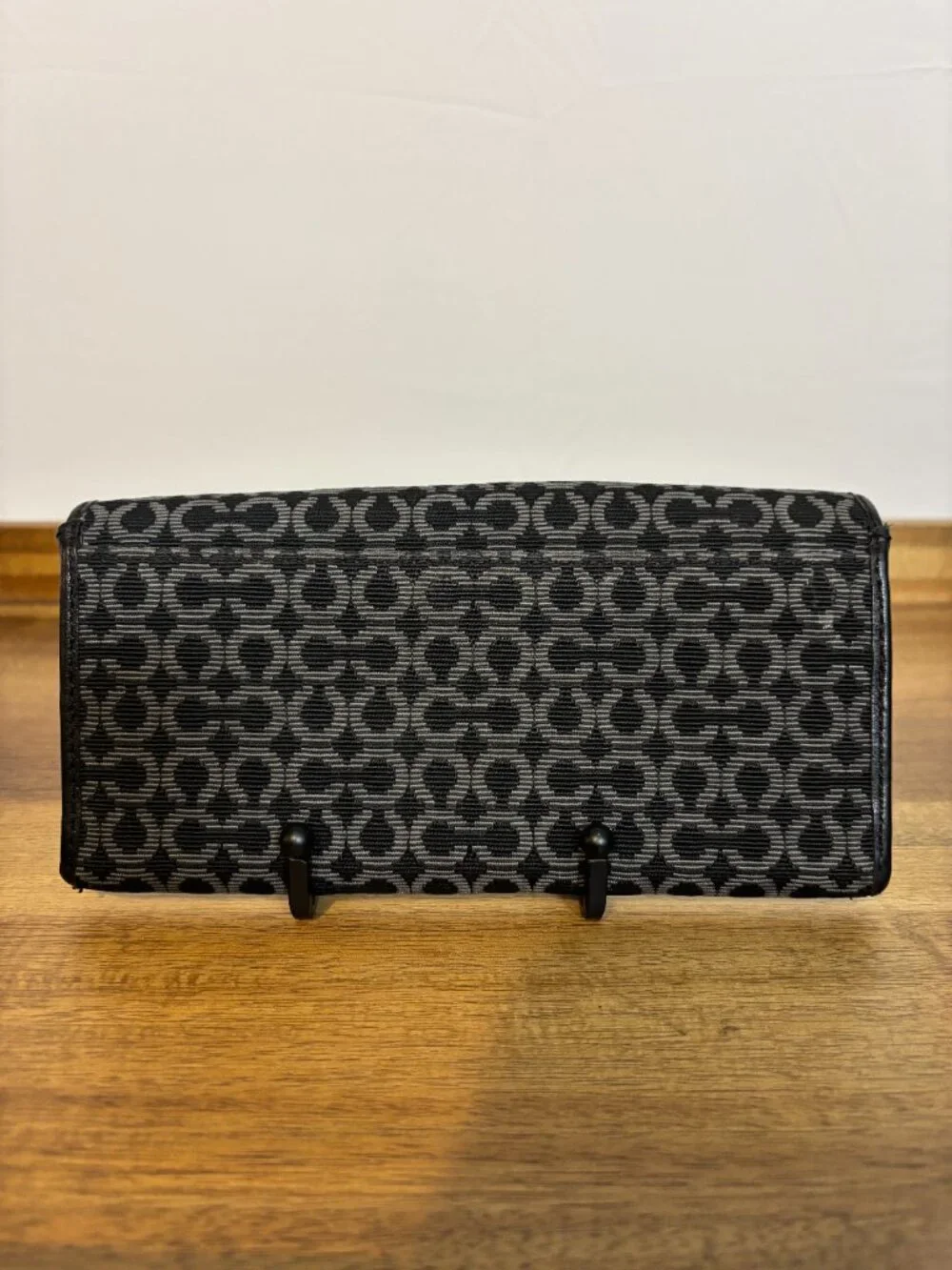 Coach Madison Op Art Signature C Black Gray Slim Envelope Wallet